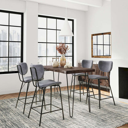 Jofran - Natures Edge Solid Acacia Five Piece Counter Height Dining Set with Modern Upholstered Faux Leather Barstools, Slate and Grey - 1981-52C-4-OWNSTGRY view 9