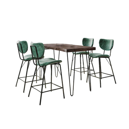 Jofran - Natures Edge Solid Acacia Five Piece Counter Height Dining Set with Modern Upholstered Faux Leather Barstools, Slate and Jade - 1981-52C-4-OWNSTJD view 1