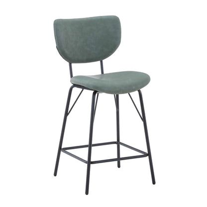 Jofran - Natures Edge Solid Acacia Five Piece Counter Height Dining Set with Modern Upholstered Faux Leather Barstools, Slate and Jade - 1981-52C-4-OWNSTJD view 3