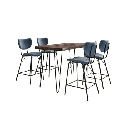 Jofran - Natures Edge Solid Acacia Five Piece Counter Height Dining Set with Modern Upholstered Faux Leather Barstools, Slate and Slate Blue - 1981-52C-4-OWNSTSL view 2