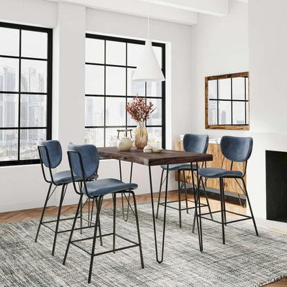 Jofran - Natures Edge Solid Acacia Five Piece Counter Height Dining Set with Modern Upholstered Faux Leather Barstools, Slate and Slate Blue - 1981-52C-4-OWNSTSL view 9