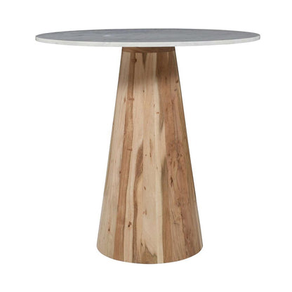 Jofran - Nolan Luxury Mid-Century Modern 30in Round Marble and Wood Pedestal Dining Table in Natural - 2330-NOLANDBTKT veiw 1