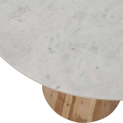 Jofran - Nolan Luxury Mid-Century Modern 30in Round Marble and Wood Pedestal Dining Table in Natural - 2330-NOLANDBTKT veiw 3