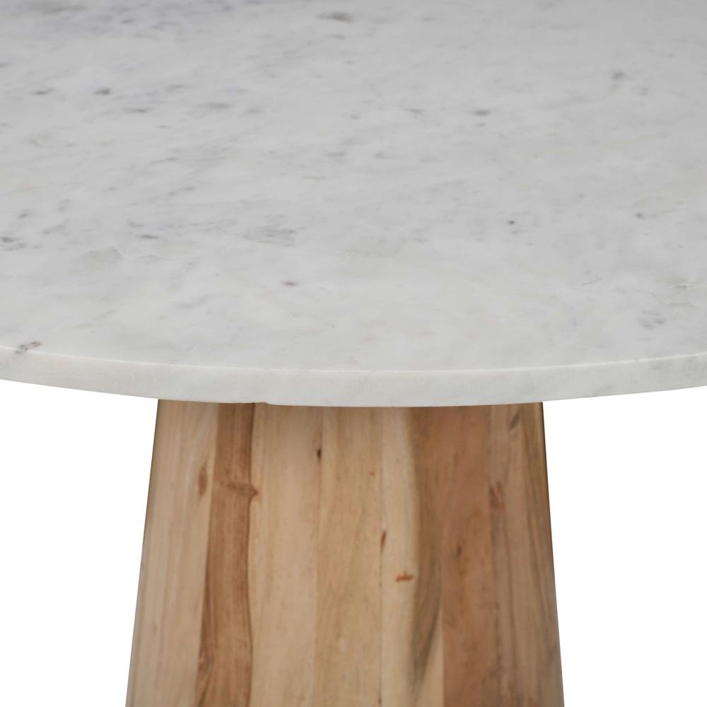 Jofran - Nolan Luxury Mid-Century Modern 30in Round Marble and Wood Pedestal Dining Table in Natural - 2330-NOLANDBTKT veiw 5