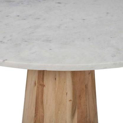 Jofran - Nolan Luxury Mid-Century Modern 30in Round Marble and Wood Pedestal Dining Table in Natural - 2330-NOLANDBTKT veiw 5