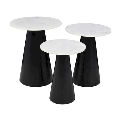 Jofran - Nolan Marble Top Three Pack Solid Wood Accent Table Set - Black - 2330-NOLANBLK view 1