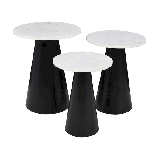 Jofran - Nolan Marble Top Three Pack Solid Wood Accent Table Set - Black - 2330-NOLANBLK view 1