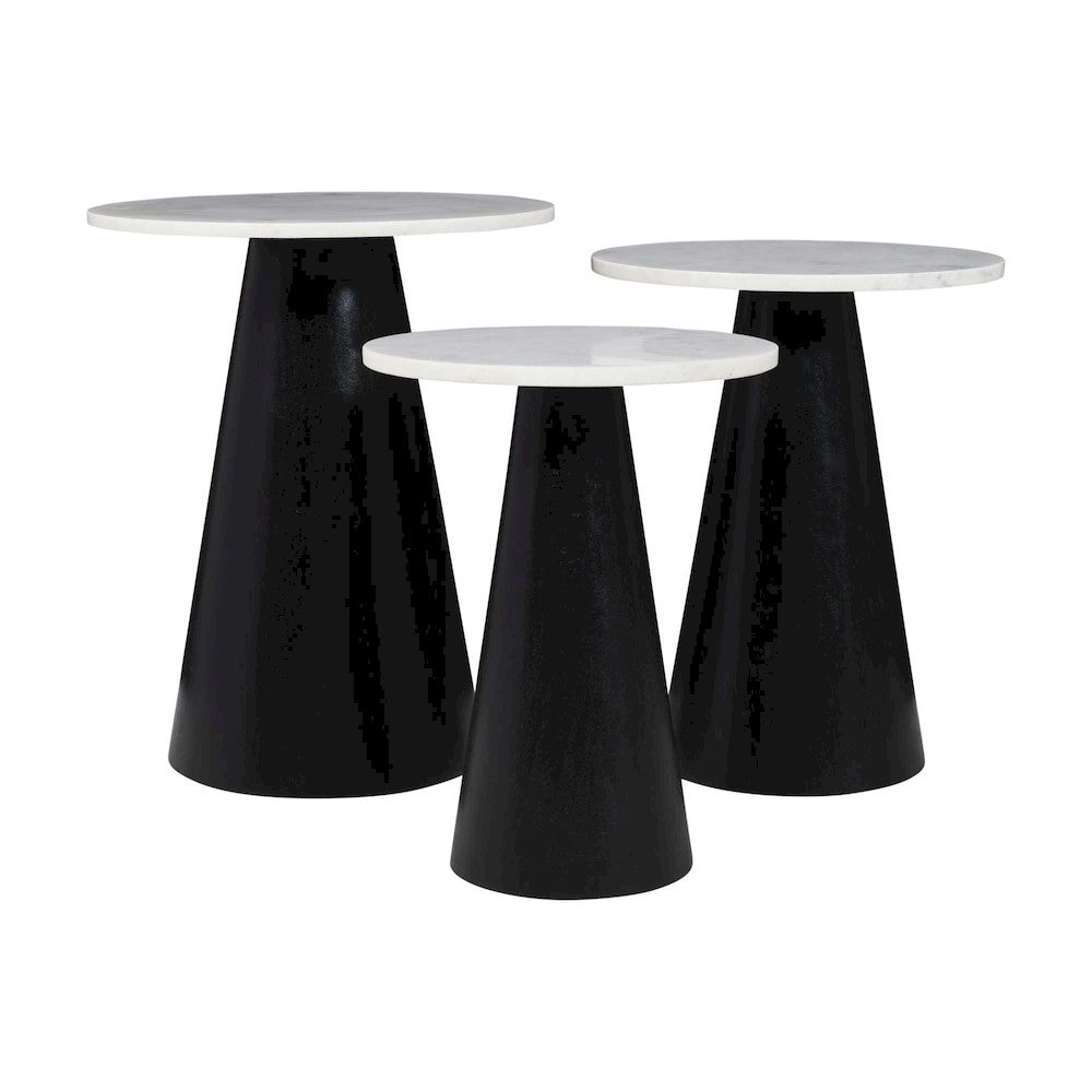 Jofran - Nolan Marble Top Three Pack Solid Wood Accent Table Set - Black - 2330-NOLANBLK view 2