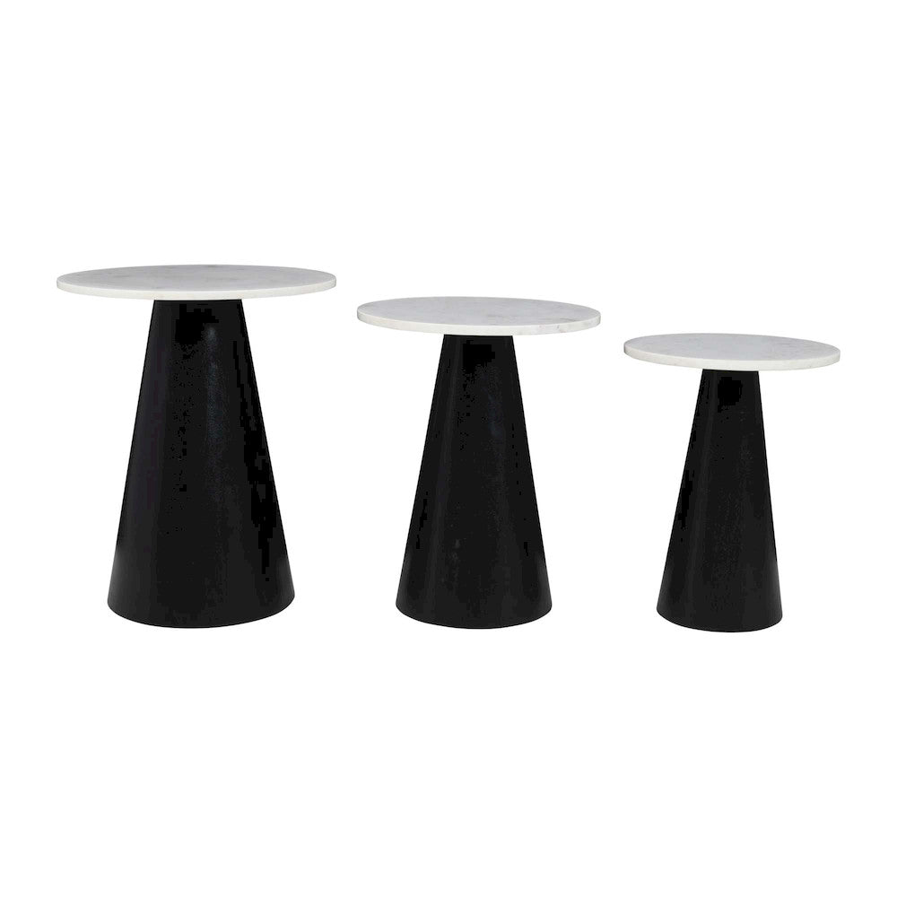 Jofran - Nolan Marble Top Three Pack Solid Wood Accent Table Set - Black - 2330-NOLANBLK view 4