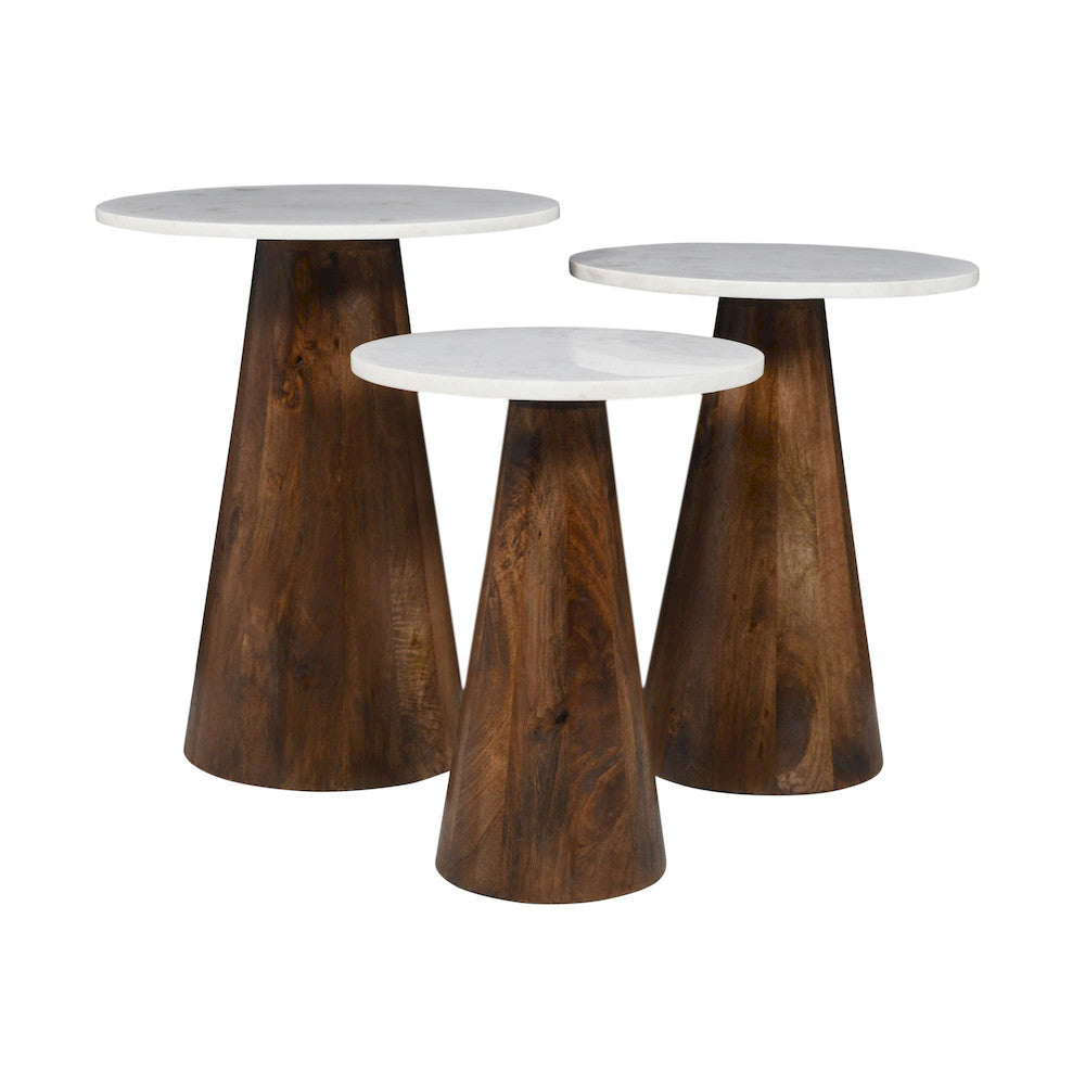 Jofran - Nolan Marble Top Three Pack Solid Wood Accent Table Set - Chestnut - 2330-NOLANCHS view 1