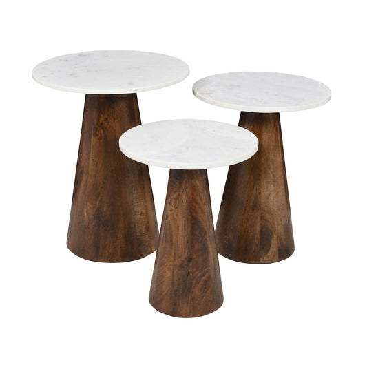 Jofran - Nolan Marble Top Three Pack Solid Wood Accent Table Set - Chestnut - 2330-NOLANCHS view 2