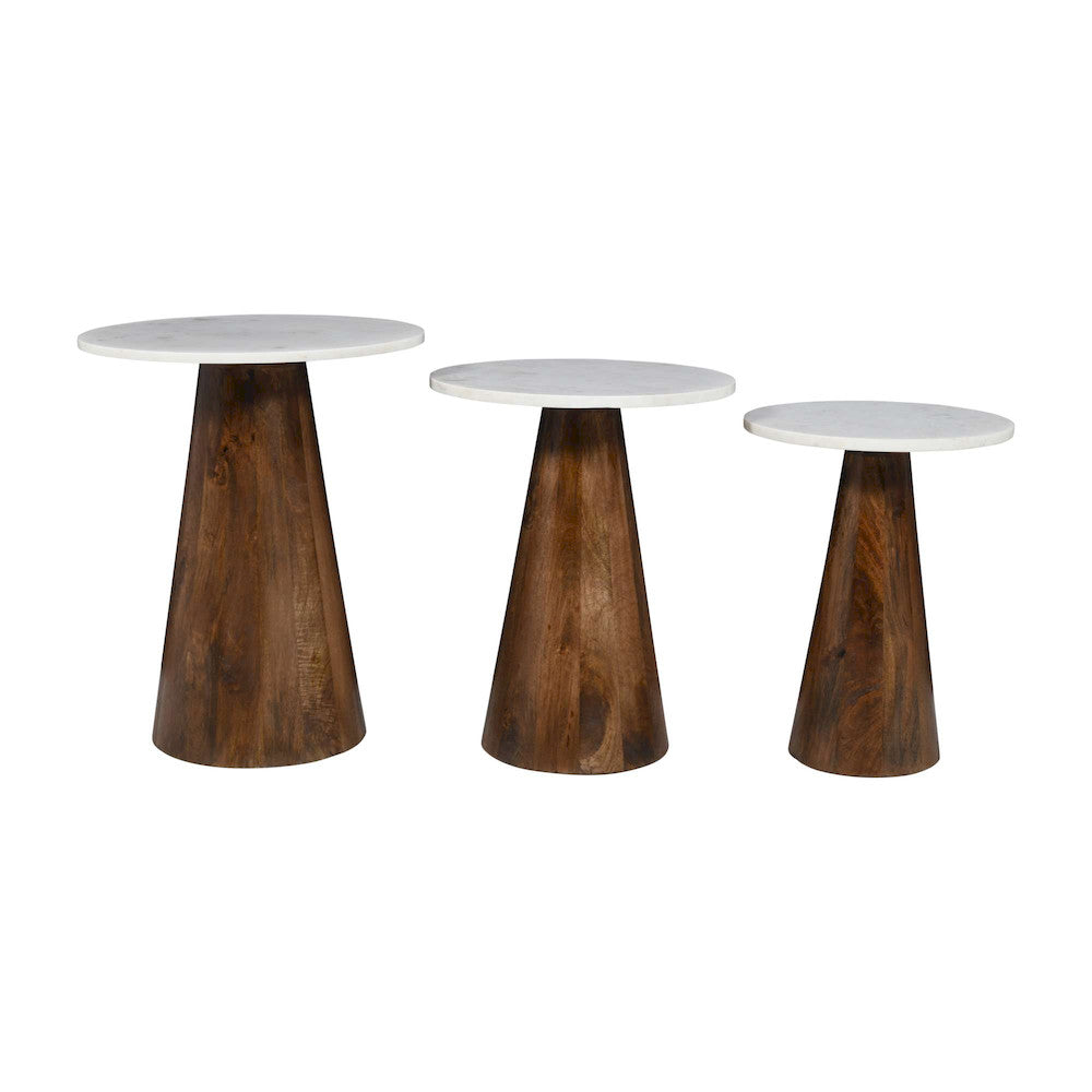 Jofran - Nolan Marble Top Three Pack Solid Wood Accent Table Set - Chestnut - 2330-NOLANCHS view 4