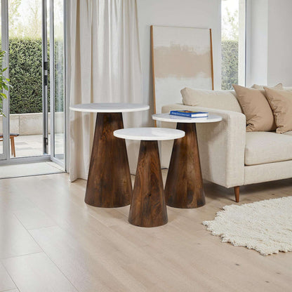 Jofran - Nolan Marble Top Three Pack Solid Wood Accent Table Set - Chestnut - 2330-NOLANCHS view 7