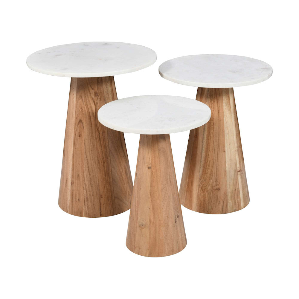 Jofran - Nolan Marble Top Three Pack Solid Wood Accent Table Set - Natural - 2330-NOLANNAT view 1