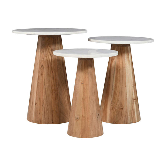 Jofran - Nolan Marble Top Three Pack Solid Wood Accent Table Set - Natural - 2330-NOLANNAT view 2