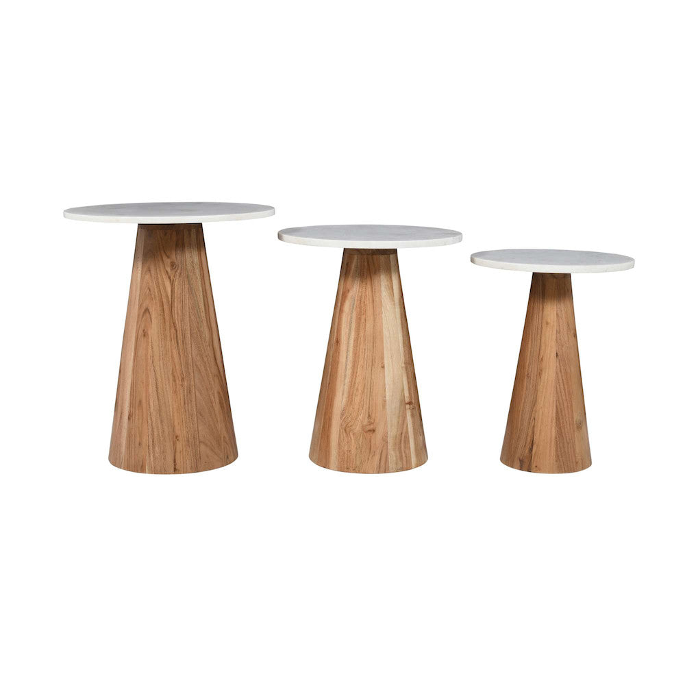 Jofran - Nolan Marble Top Three Pack Solid Wood Accent Table Set - Natural - 2330-NOLANNAT view 4