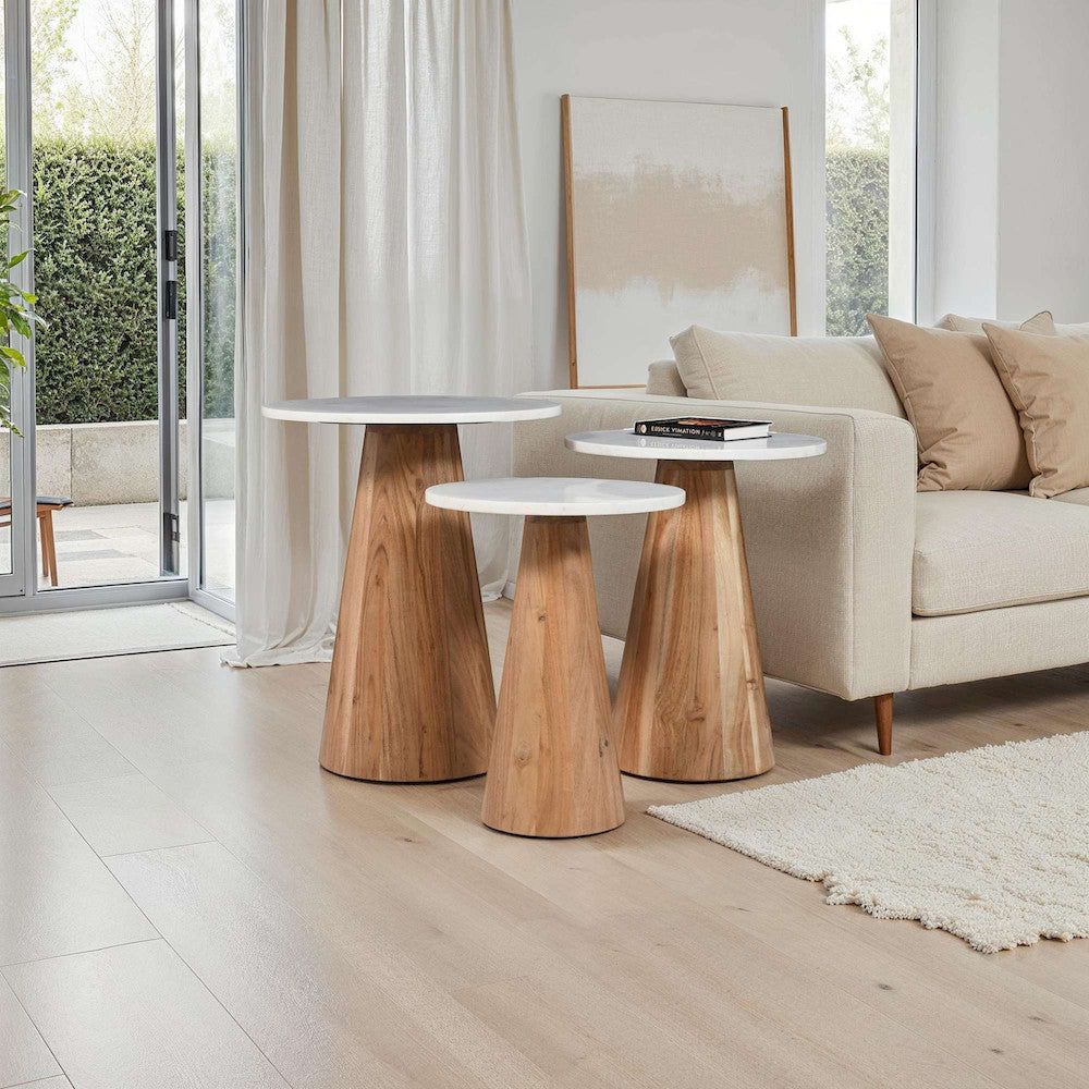 Jofran - Nolan Marble Top Three Pack Solid Wood Accent Table Set - Natural - 2330-NOLANNAT view 7