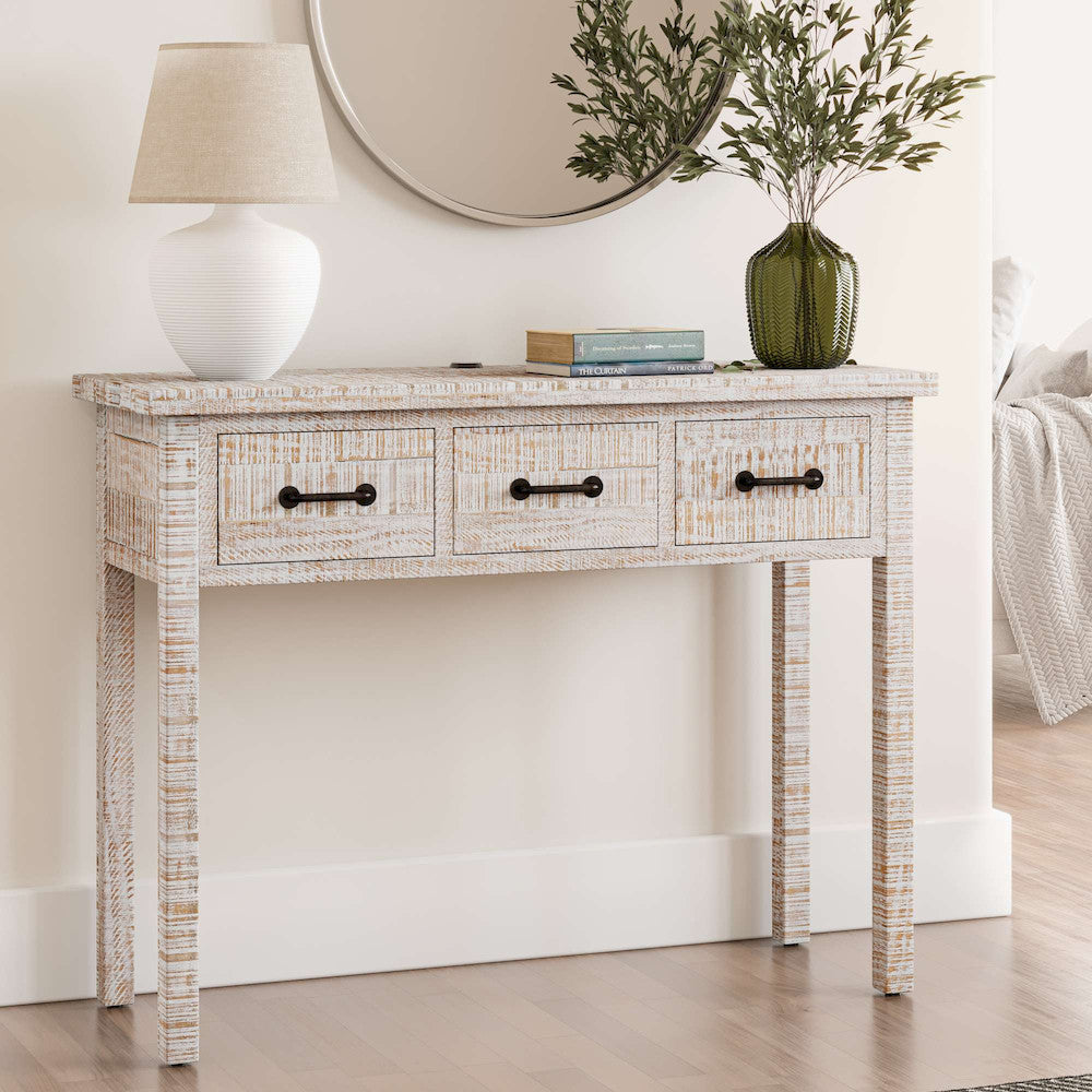 Jofran - North Coast 42in Washed Finish Three Drawer USB Charging Console Table - White Wash - 2075-42 view 12