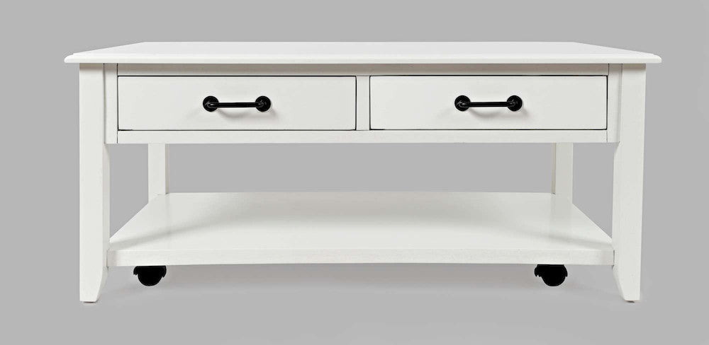 Jofran - North Fork Acacia 2 Drawer Coffee Table with Casters - Country White - 1976-1 view 1