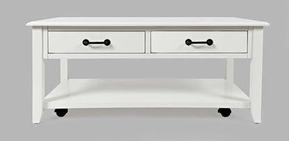 Jofran - North Fork Acacia 2 Drawer Coffee Table with Casters - Country White - 1976-1 view 1