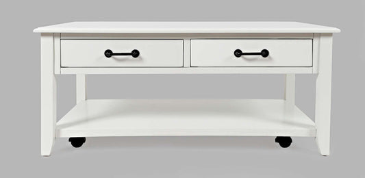 Jofran - North Fork Acacia 2 Drawer Coffee Table with Casters - Country White - 1976-1 view 1
