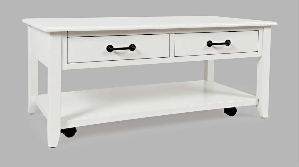 Jofran - North Fork Acacia 2 Drawer Coffee Table with Casters - Country White - 1976-1 view 2