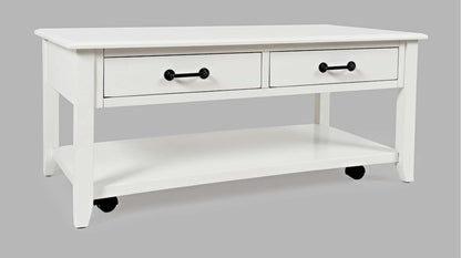 Jofran - North Fork Acacia 2 Drawer Coffee Table with Casters - Country White - 1976-1 view 2