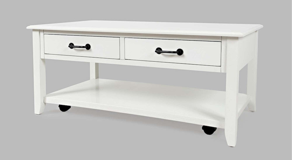 Jofran - North Fork Acacia 2 Drawer Coffee Table with Casters - Country White - 1976-1 view 3