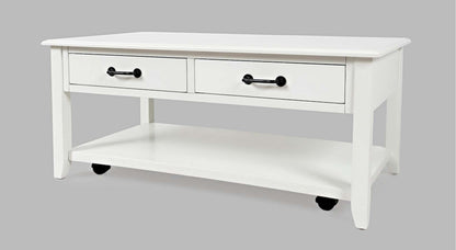 Jofran - North Fork Acacia 2 Drawer Coffee Table with Casters - Country White - 1976-1 view 3