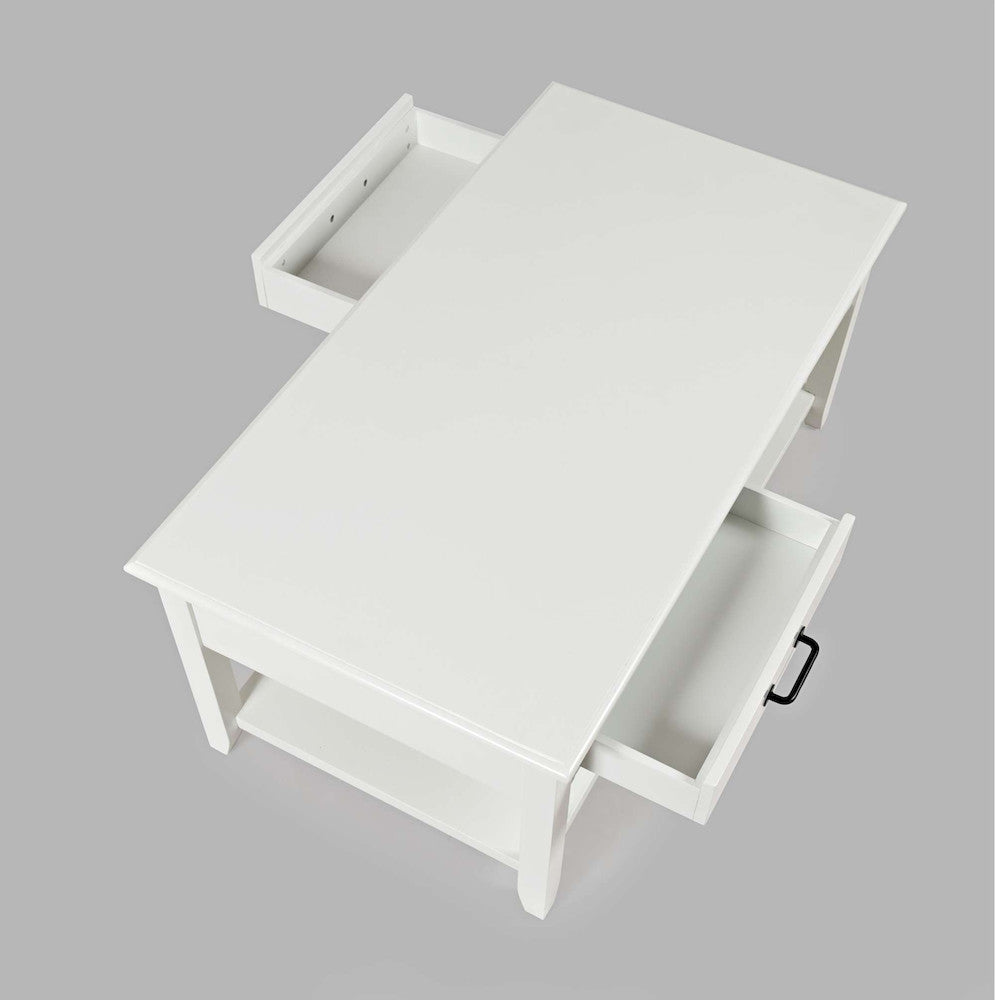 Jofran - North Fork Acacia 2 Drawer Coffee Table with Casters - Country White - 1976-1 view 4
