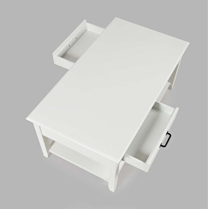 Jofran - North Fork Acacia 2 Drawer Coffee Table with Casters - Country White - 1976-1 view 4