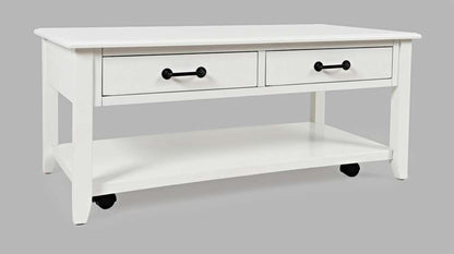 Jofran - North Fork Acacia 2 Drawer Coffee Table with Casters - Country White - 1976-1 veiw 1