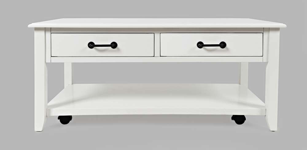 Jofran - North Fork Acacia 2 Drawer Coffee Table with Casters - Country White - 1976-1 veiw 2