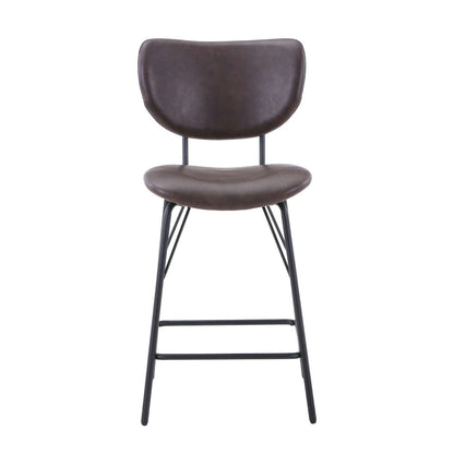 Jofran - Owen Contemporary Modern Faux Leather Split-Back Upholstered Counter Height Barstool (Set of 2) Dark Brown - 2271-OWENSTDBN view 1