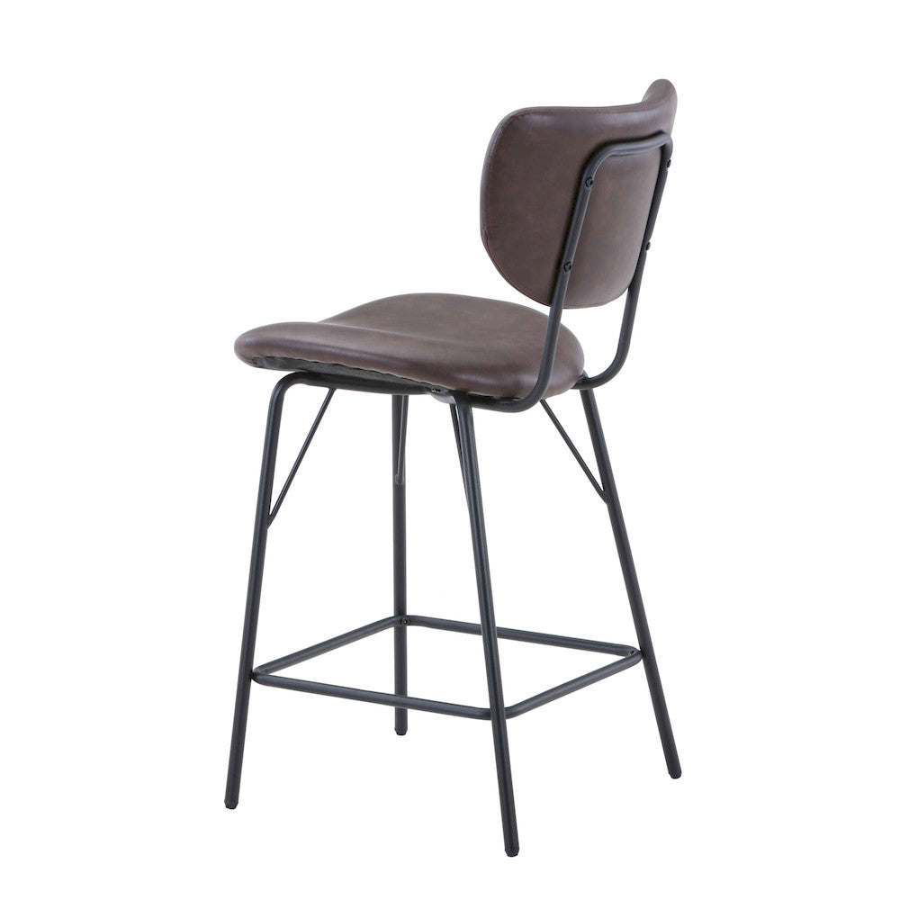 Jofran - Owen Contemporary Modern Faux Leather Split-Back Upholstered Counter Height Barstool (Set of 2) Dark Brown - 2271-OWENSTDBN view 3