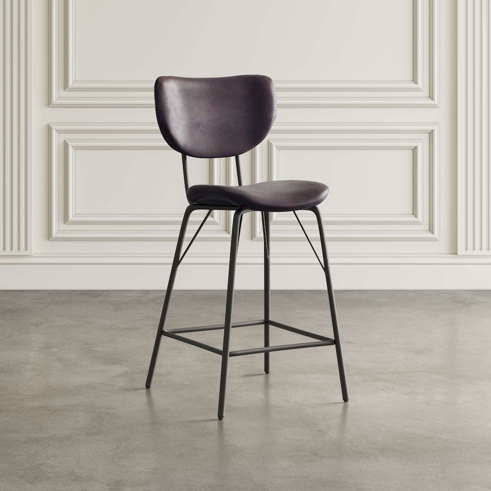 Jofran - Owen Contemporary Modern Faux Leather Split-Back Upholstered Counter Height Barstool (Set of 2) Dark Brown - 2271-OWENSTDBN view 5