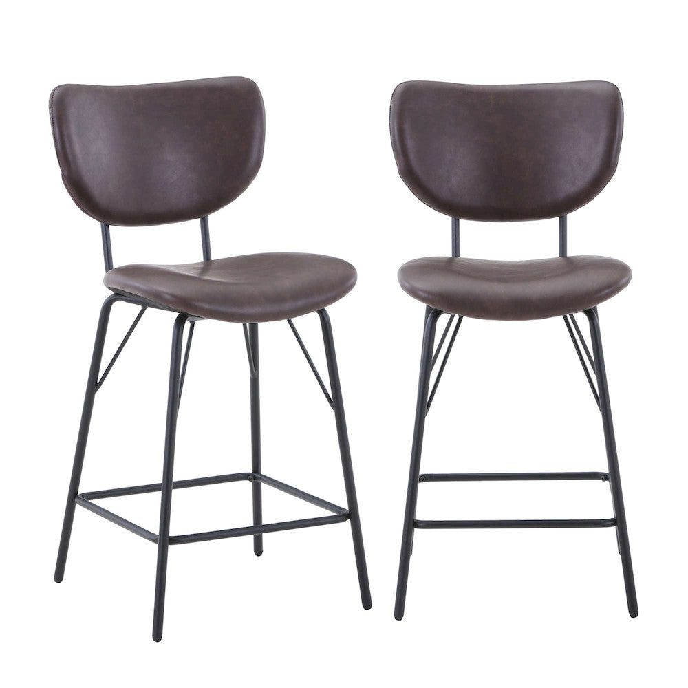 Jofran - Owen Contemporary Modern Faux Leather Split-Back Upholstered Counter Height Barstool (Set of 2) Dark Brown - 2271-OWENSTDBN view 9