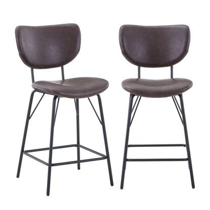 Jofran - Owen Contemporary Modern Faux Leather Split-Back Upholstered Counter Height Barstool (Set of 2) Dark Brown - 2271-OWENSTDBN view 9