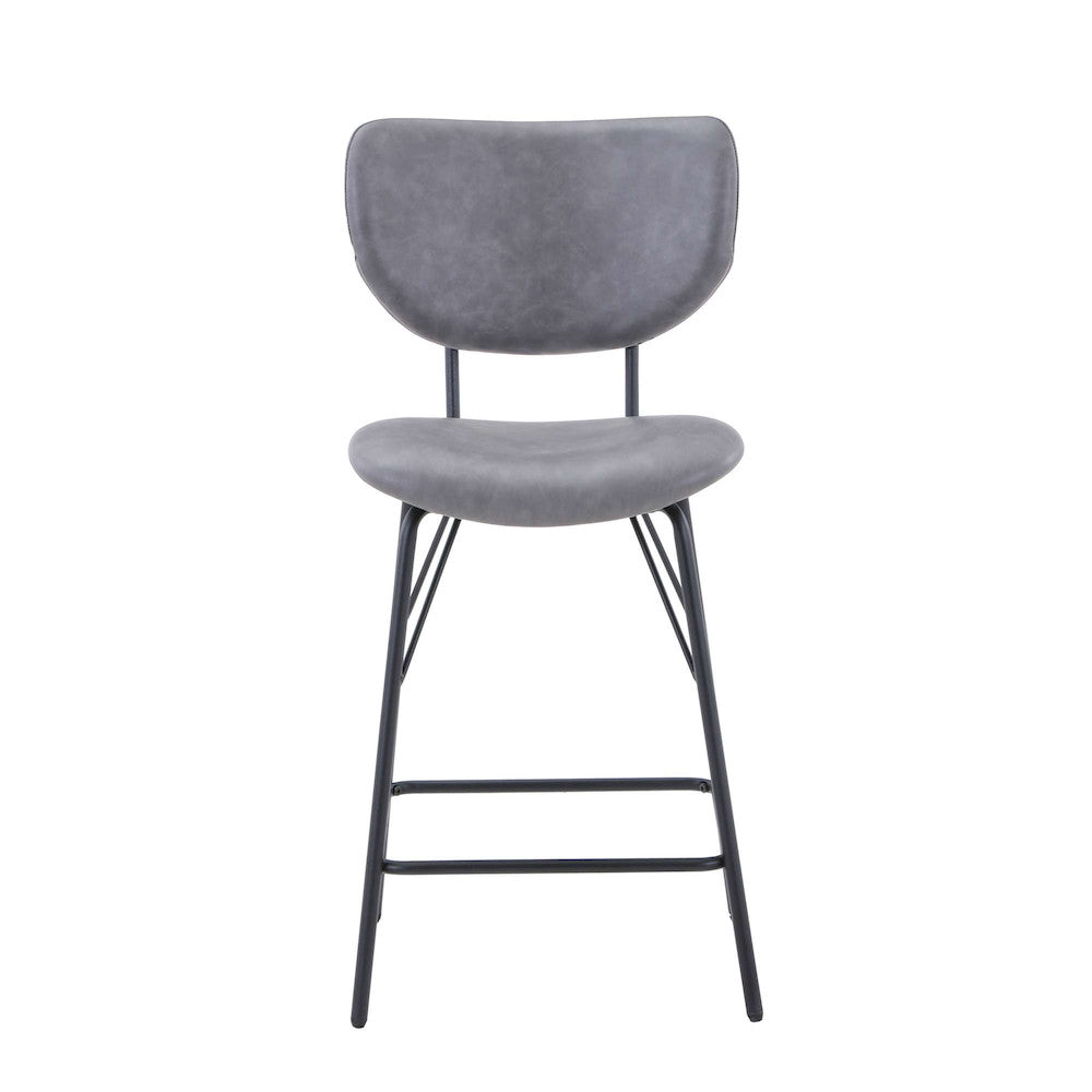 Jofran - Owen Contemporary Modern Faux Leather Split-Back Upholstered Counter Height Barstool (Set of 2) Grey - 2271-OWENSTGRY view 1