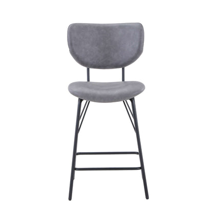 Jofran - Owen Contemporary Modern Faux Leather Split-Back Upholstered Counter Height Barstool (Set of 2) Grey - 2271-OWENSTGRY view 1