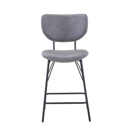 Jofran - Owen Contemporary Modern Faux Leather Split-Back Upholstered Counter Height Barstool (Set of 2) Grey - 2271-OWENSTGRY view 1