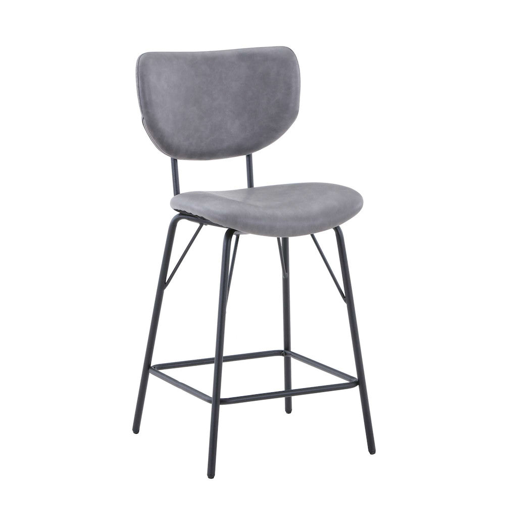 Jofran - Owen Contemporary Modern Faux Leather Split-Back Upholstered Counter Height Barstool (Set of 2) Grey - 2271-OWENSTGRY view 2