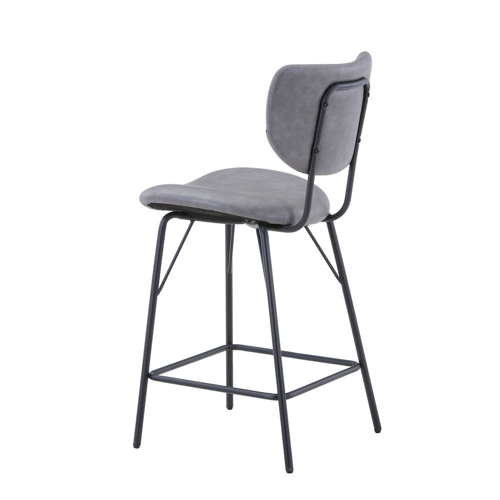 Jofran - Owen Contemporary Modern Faux Leather Split-Back Upholstered Counter Height Barstool (Set of 2) Grey - 2271-OWENSTGRY view 3