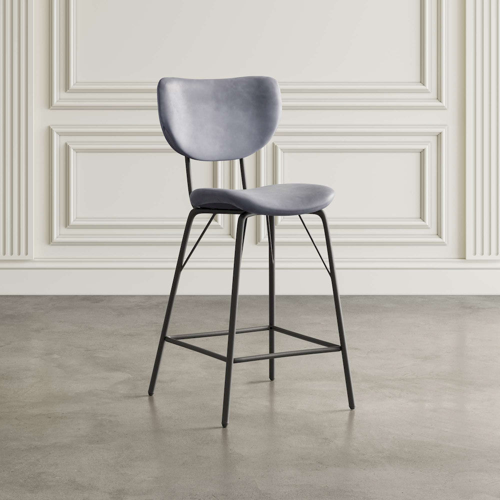 Jofran - Owen Contemporary Modern Faux Leather Split-Back Upholstered Counter Height Barstool (Set of 2) Grey - 2271-OWENSTGRY view 5