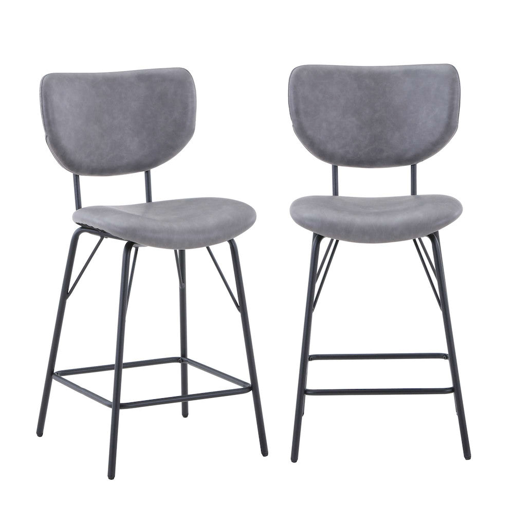 Jofran - Owen Contemporary Modern Faux Leather Split-Back Upholstered Counter Height Barstool (Set of 2) Grey - 2271-OWENSTGRY view 9