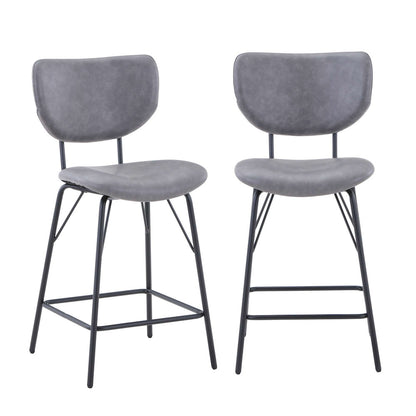Jofran - Owen Contemporary Modern Faux Leather Split-Back Upholstered Counter Height Barstool (Set of 2) Grey - 2271-OWENSTGRY view 9