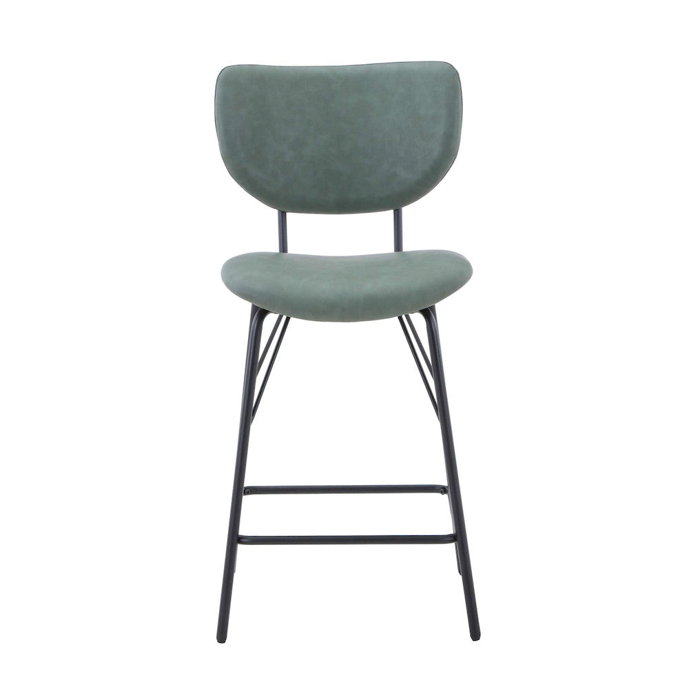 Jofran - Owen Contemporary Modern Faux Leather Split-Back Upholstered Counter Height Barstool (Set of 2) Jade - 2271-OWENSTJD view 1