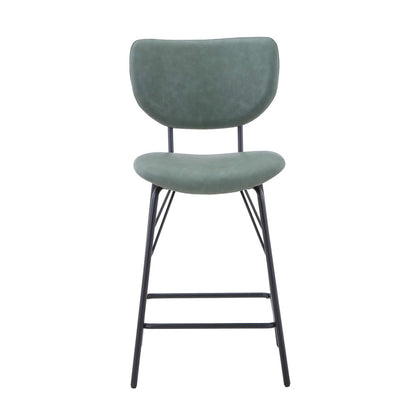 Jofran - Owen Contemporary Modern Faux Leather Split-Back Upholstered Counter Height Barstool (Set of 2) Jade - 2271-OWENSTJD view 1