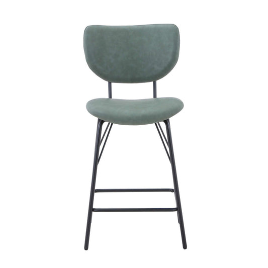 Jofran - Owen Contemporary Modern Faux Leather Split-Back Upholstered Counter Height Barstool (Set of 2) Jade - 2271-OWENSTJD view 1