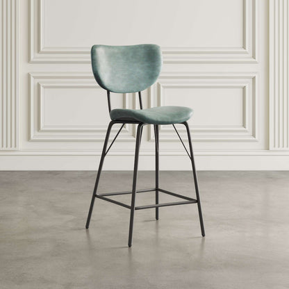 Jofran - Owen Contemporary Modern Faux Leather Split-Back Upholstered Counter Height Barstool (Set of 2) Jade - 2271-OWENSTJD view 5